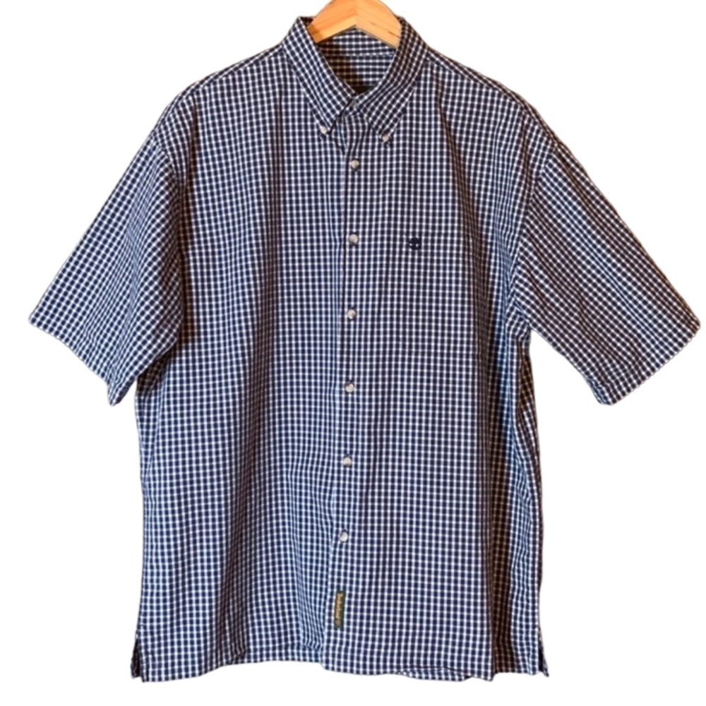 Timberland blue checkered plaid button down shirt Size Large